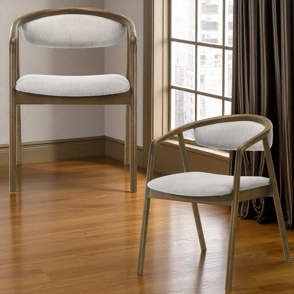 Delina Side Chair - Gray / Walnut, two chairs with fabric and walnut frames HouseOfZazla on Tampa Home & Garden Store