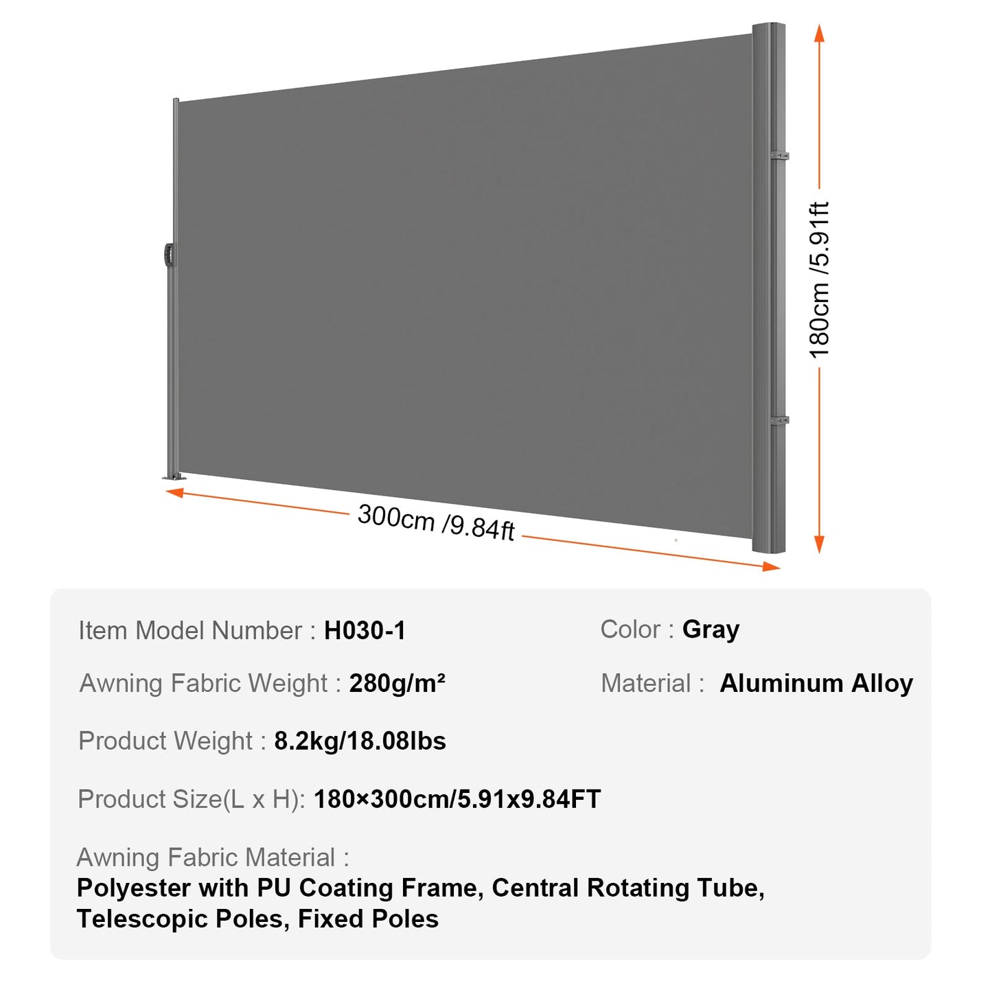 Retractable Aluminum and Outdoor Privacy Awning