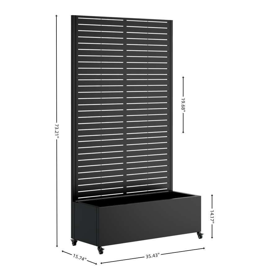 Metal planter box with trellis, black powder-coated steel wheeled raised garden bed on Tampa Home & Garden Store