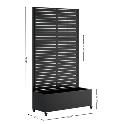 Metal planter box with trellis, black powder-coated steel wheeled raised garden bed on Tampa Home & Garden Store