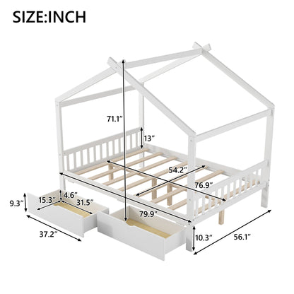 HouseOfZazla storage bed platform with headboard and footboard, two drawers, white finish on Tampa Home & Garden Store