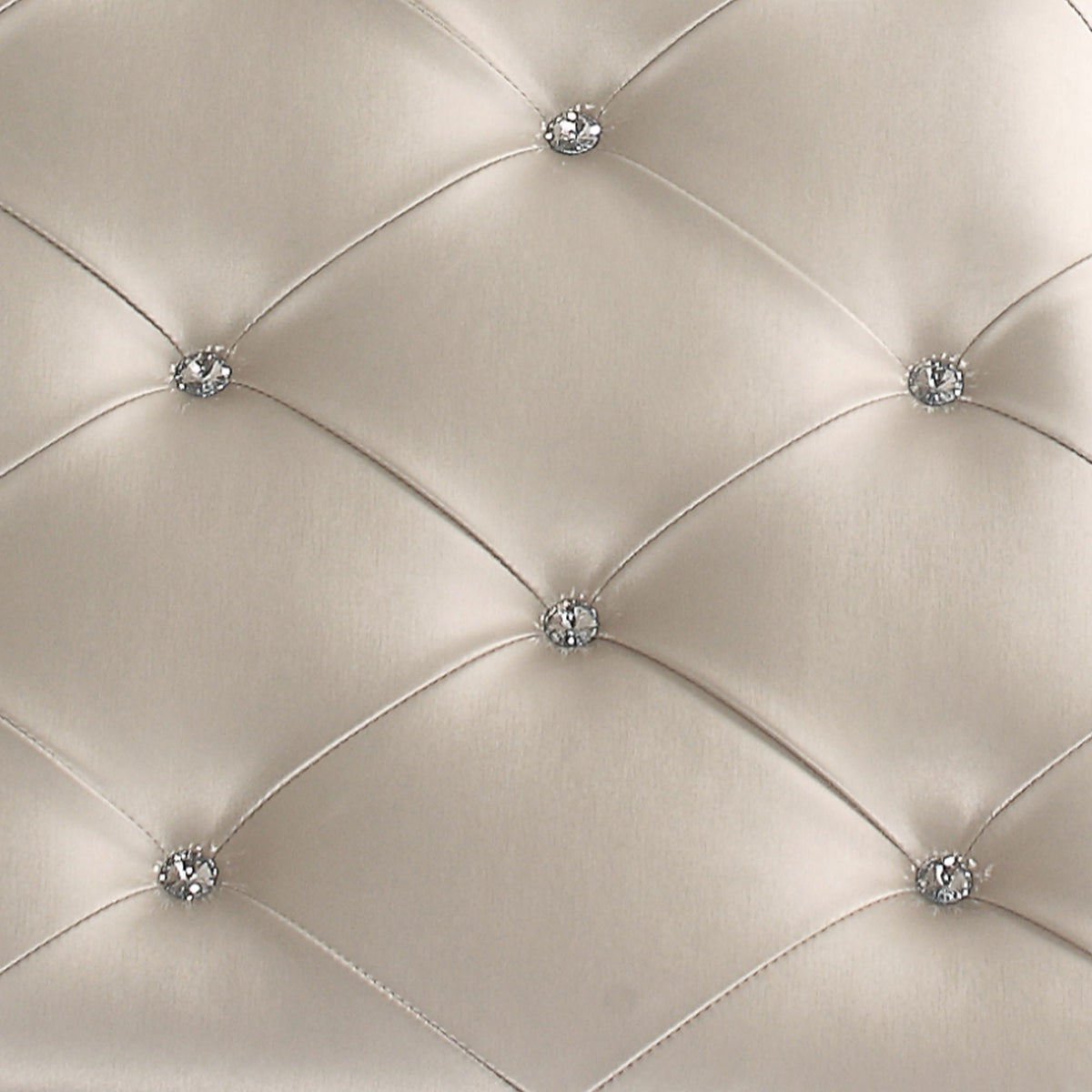 Pearl silver storage bed headboard with crystal button tufting on Tampa Home & Garden Store