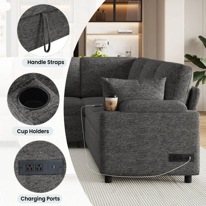 U Shaped Sectional Sleeper Sofa With Ports