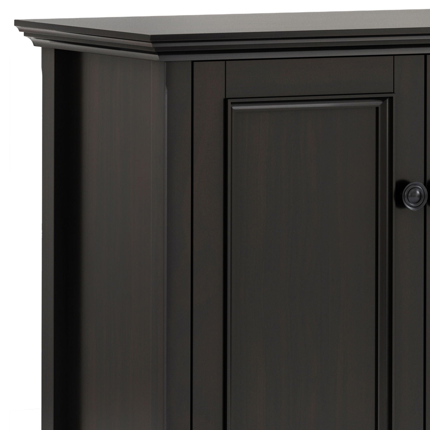 Amherst 4-door storage cabinet in black finish with paneled doors and round knob on Tampa Home & Garden Store