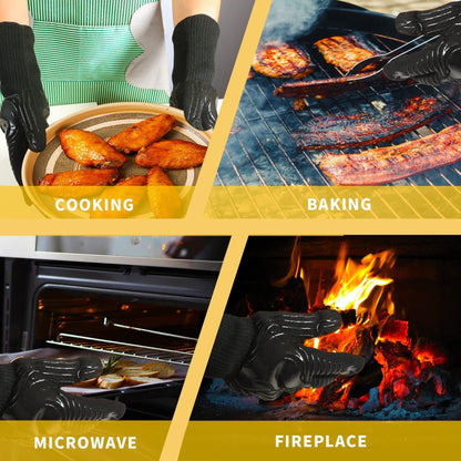 BBQ Gloves 1472°F heat resistant oven mitts, black knit pair with textured grip by HouseOfZazla on Tampa Home & Garden Store