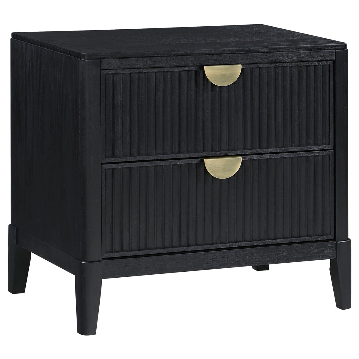 Ennis nightstand in black wood with brass half-moon pull by HouseOfZazla on Tampa Home & Garden Store
