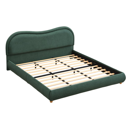 King Upholstered Platform Bed And Oak Legs