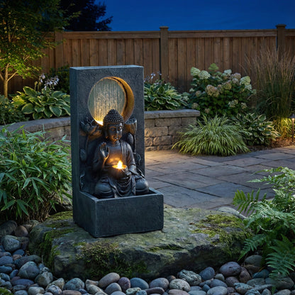 a Serene Outdoor Buddha Resin Waterfall Fountain