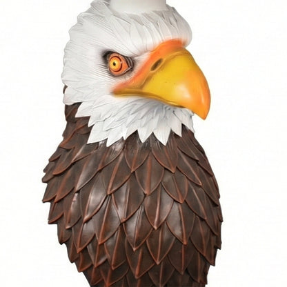 Eagle head accent end table statue, white head, orange beak, brown feathered body on Tampa Home & Garden Store