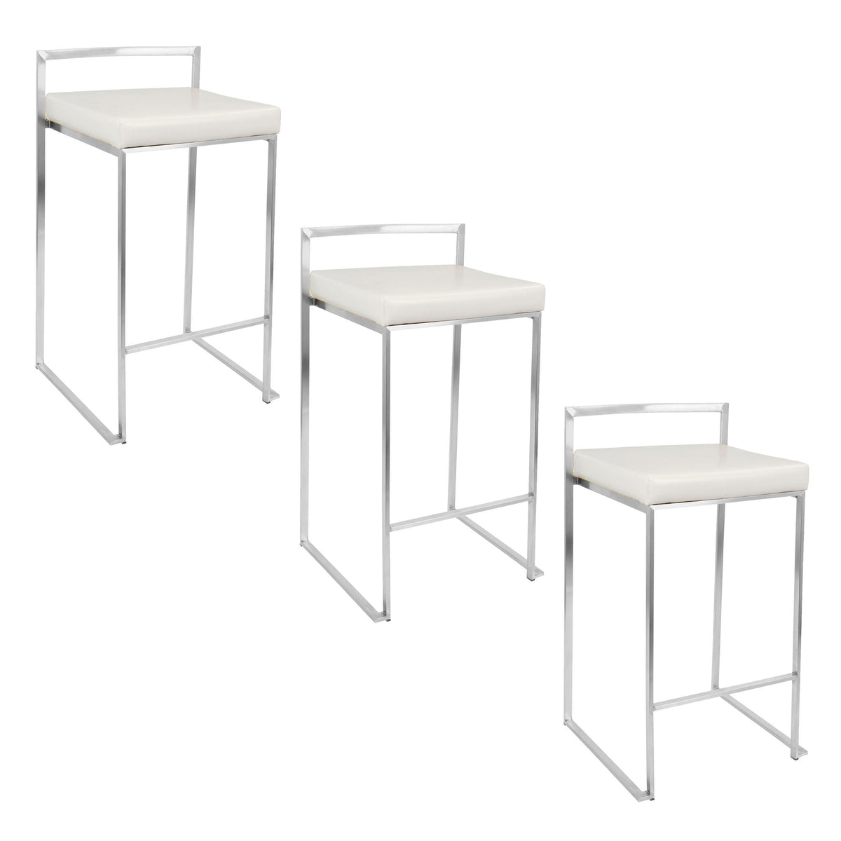 Contemporary counter stools set of 3 with white seats and chrome frames HouseOfZazla on Tampa Home & Garden Store