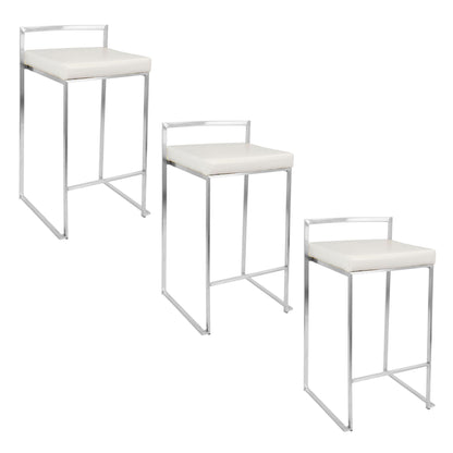 Contemporary counter stools set of 3 with white seats and chrome frames HouseOfZazla on Tampa Home & Garden Store