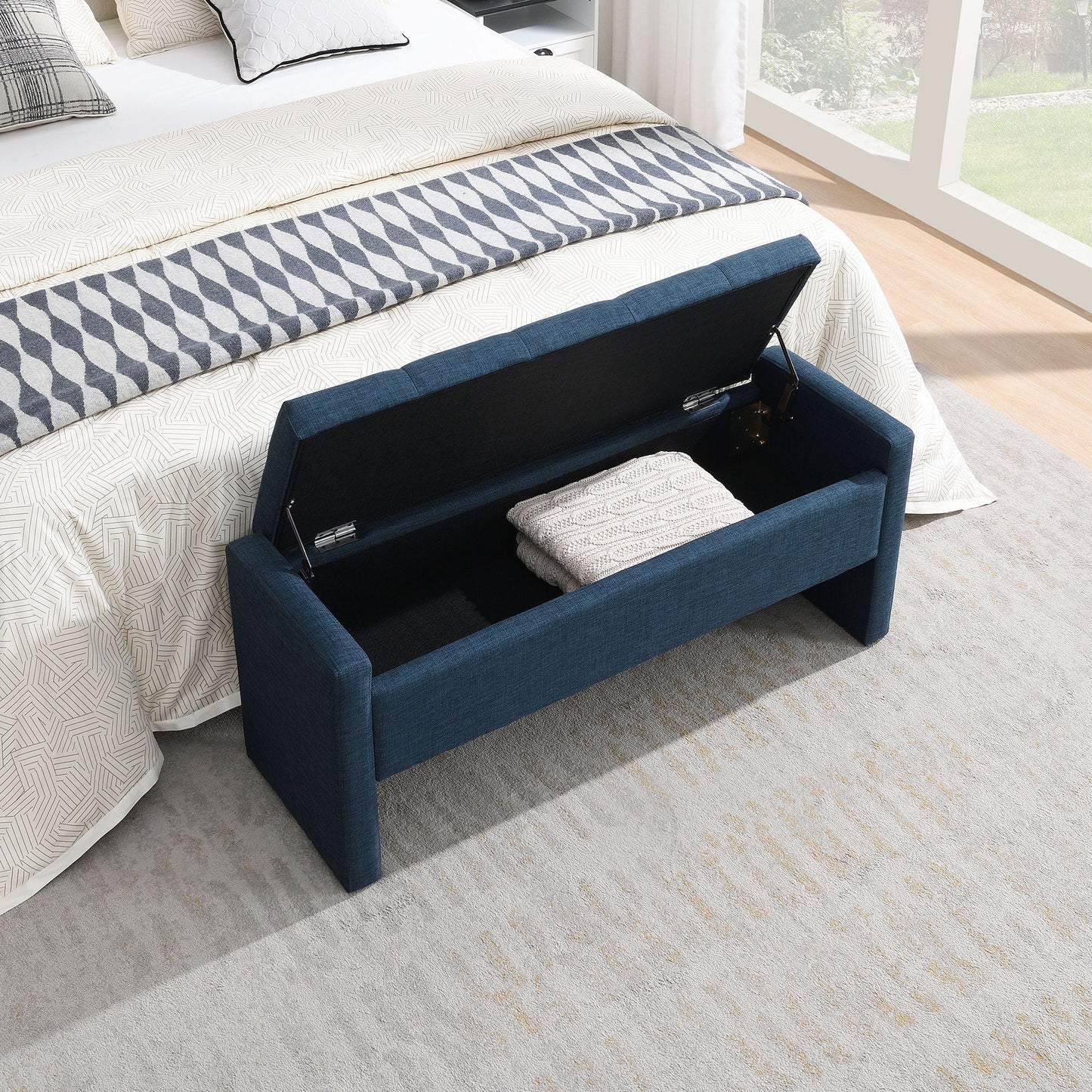 Modern Upholstered Bed End Bench with Storage