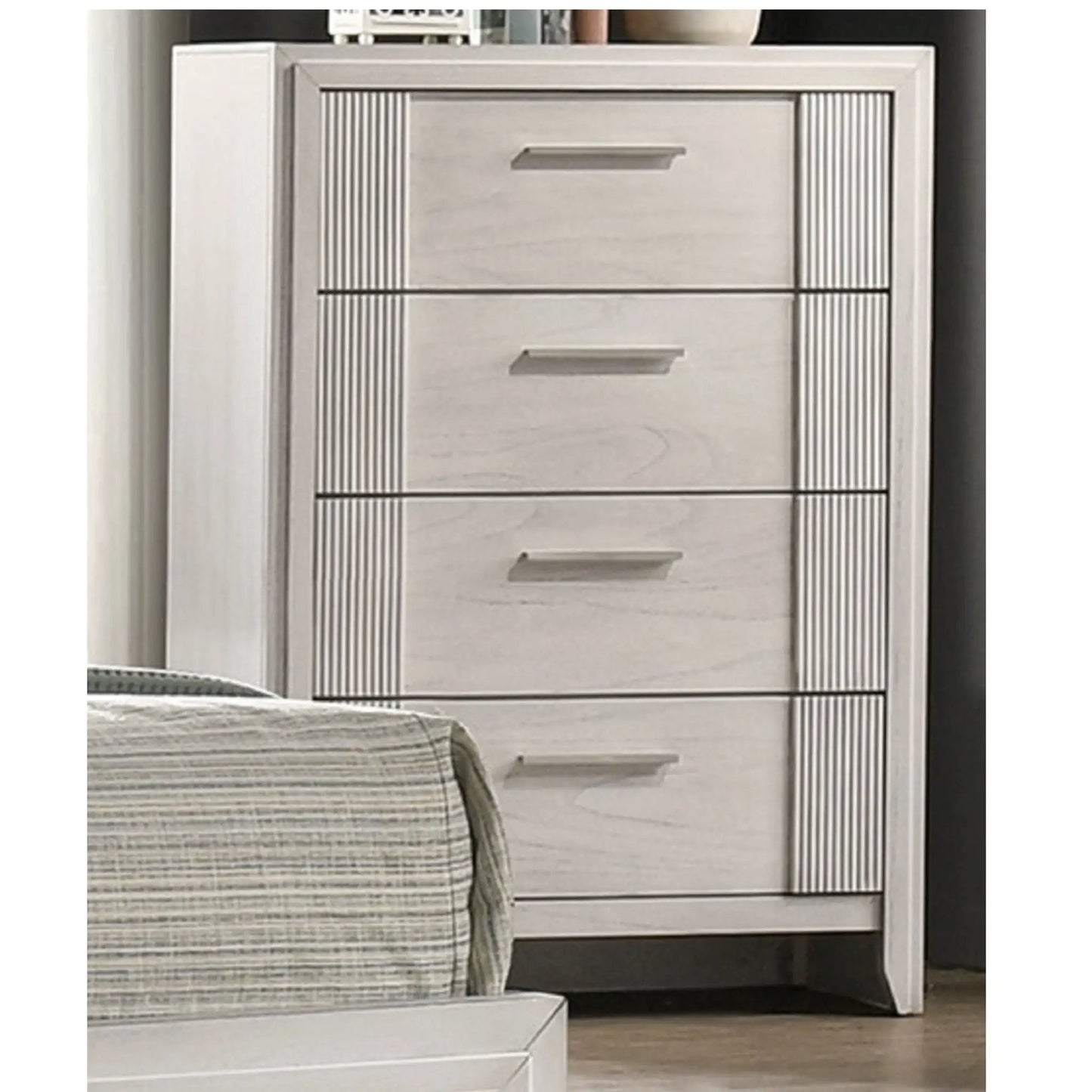 4 Drawer Tall Storage Chest White accent chest with ribbed side panels Unique Piece Furniture on Tampa Home & Garden Store