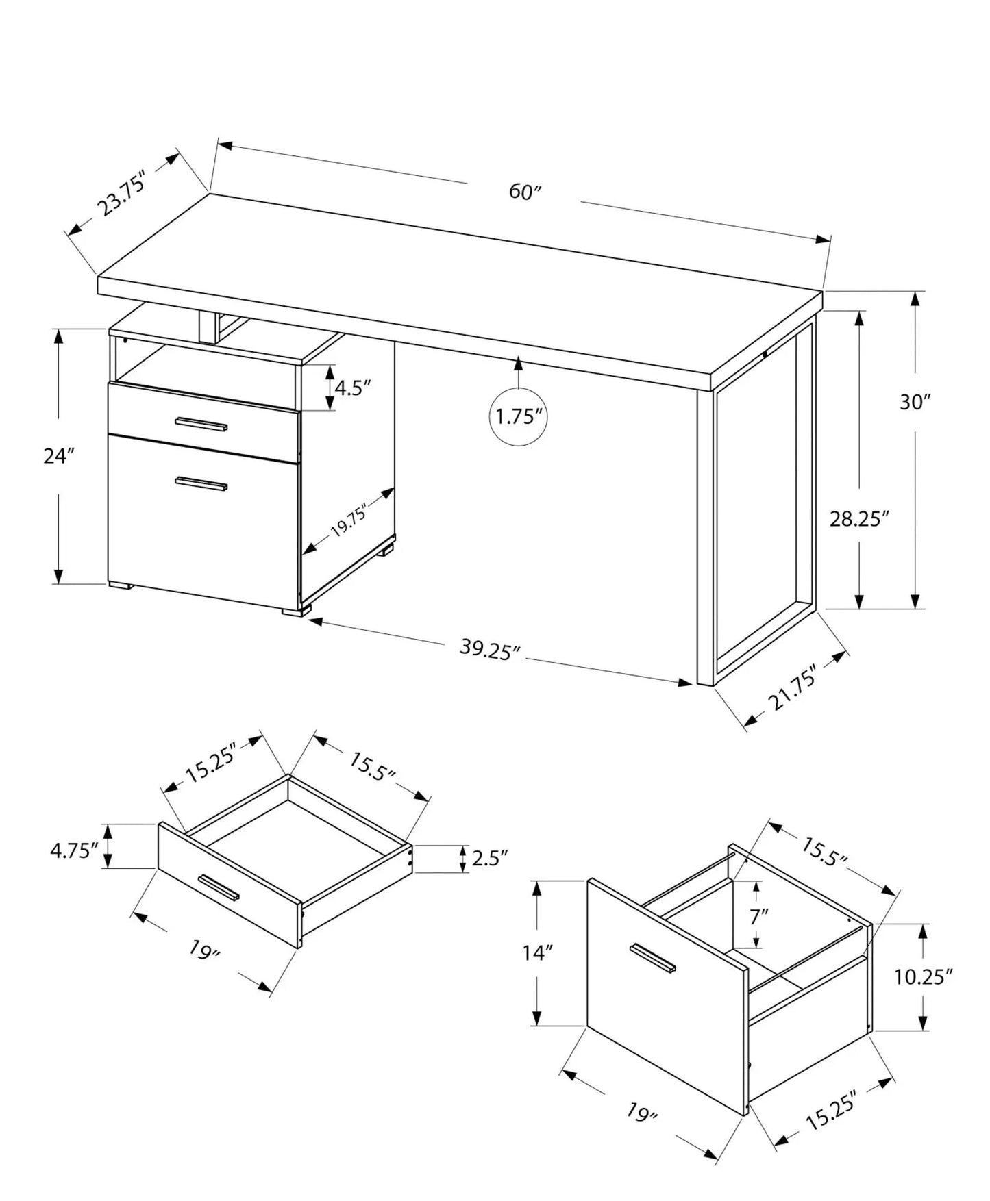 Computer desk for home office with left drawer unit and right panel on Tampa Home & Garden Store