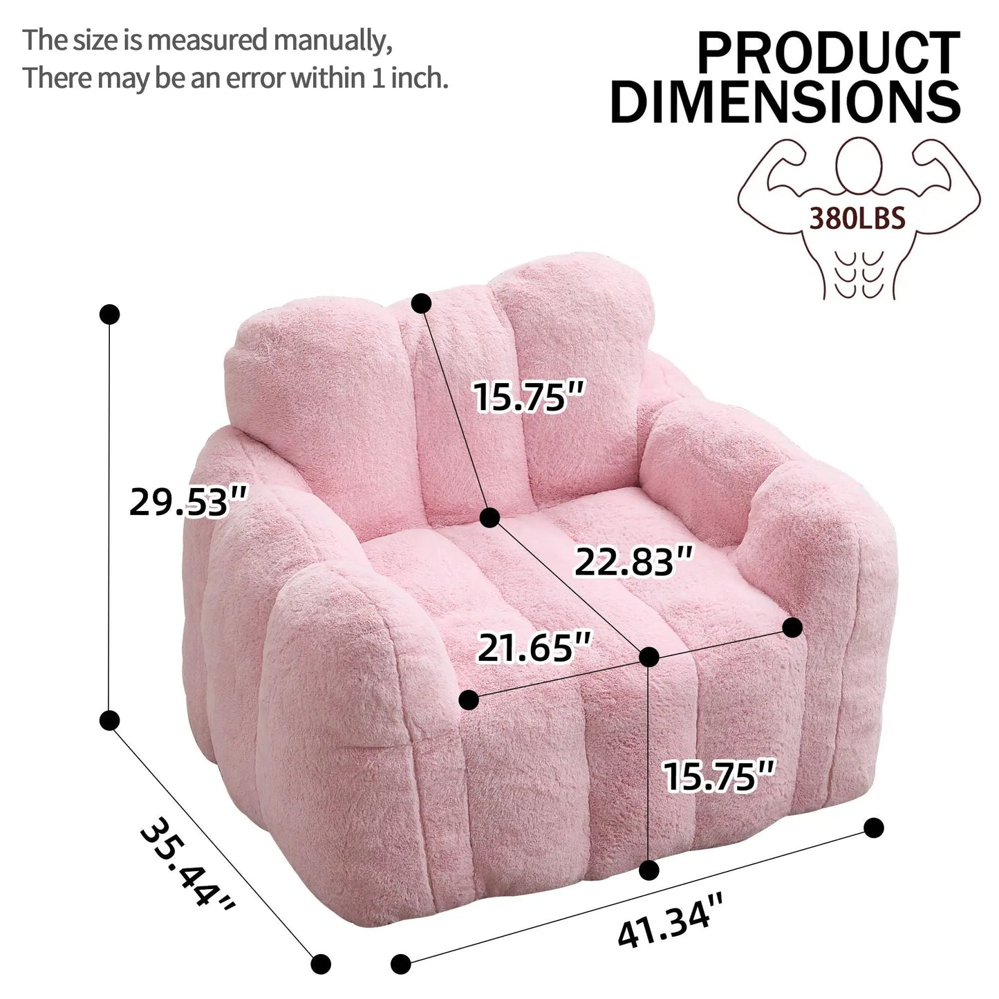 Lotus Style Compression Sofa Bean Bag pink plush fabric by Unique Piece Furniture on Tampa Home & Garden Store