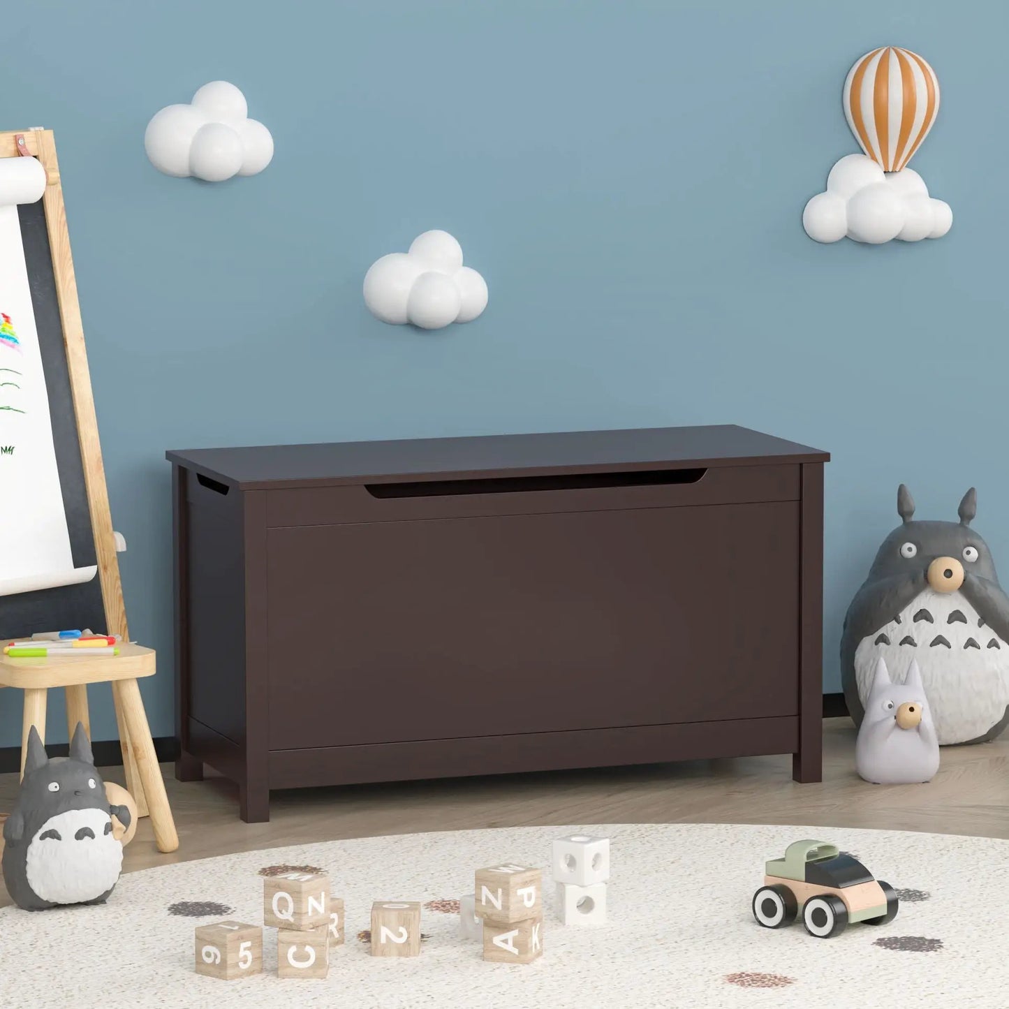 Toy Box Storage With Safety Hinged Lid For Kids