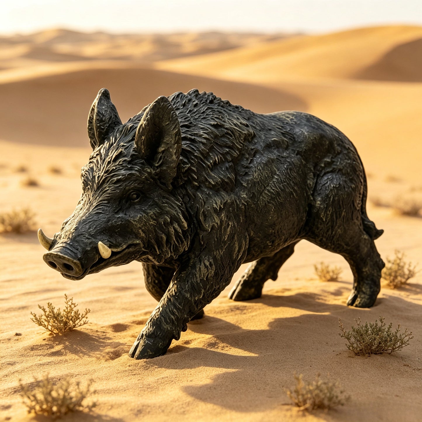 Simulated Wild Boar Resin Garden Statue dark textured finish by HouseOfZazla on Tampa Home & Garden Store