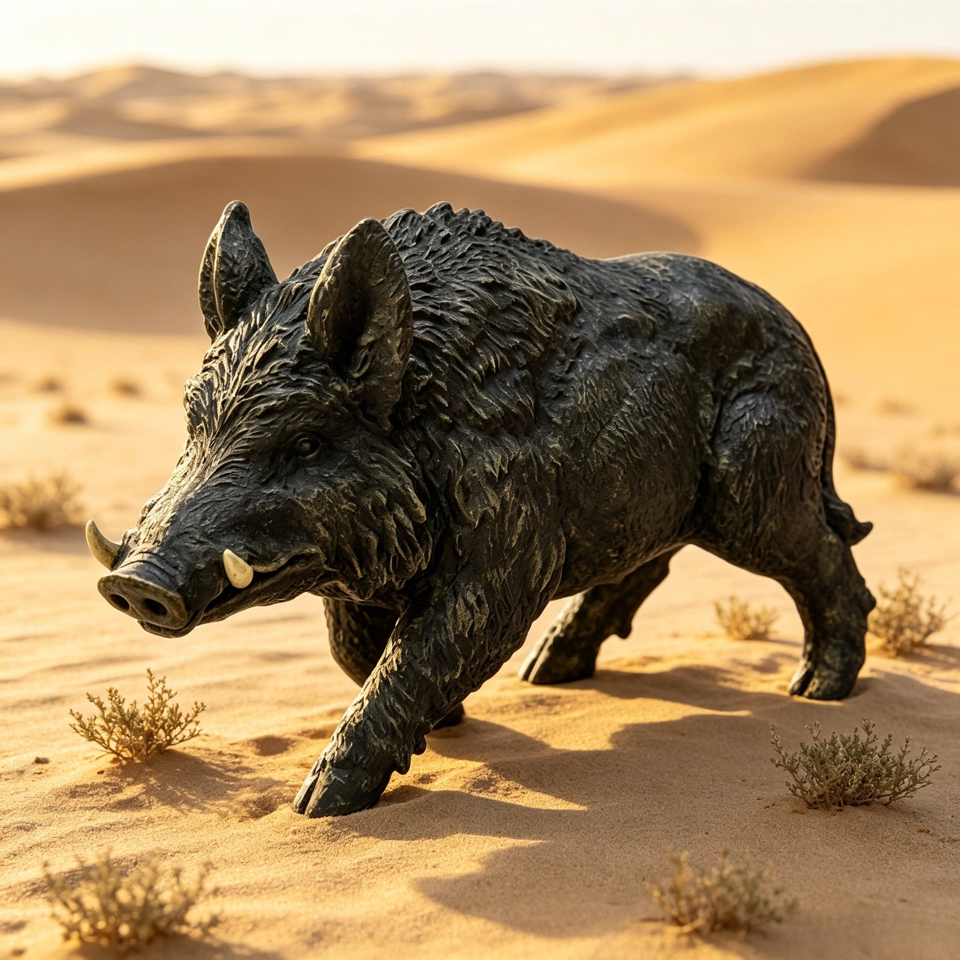 Simulated Wild Boar Resin Garden Statue dark textured finish by HouseOfZazla on Tampa Home & Garden Store