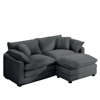 Modern oversized modular sofa with ottoman in dark gray corduroy fabric, 3-piece set on Tampa Home & Garden Store