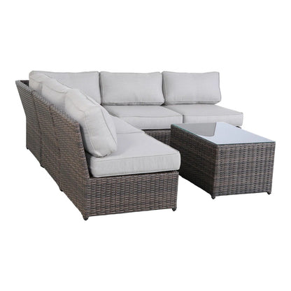 Comfortable Modern Patio Rattan Sectional Set With Cushions, 2-piece outdoor wicker on Tampa Home & Garden Store