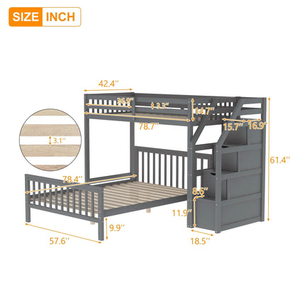 Loft Bed with Staircase and Storage Grids