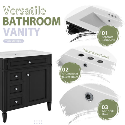 Bathroom vanity with medicine cabinet, black finish, 2 soft closing doors and 4 drawers on Tampa Home & Garden Store