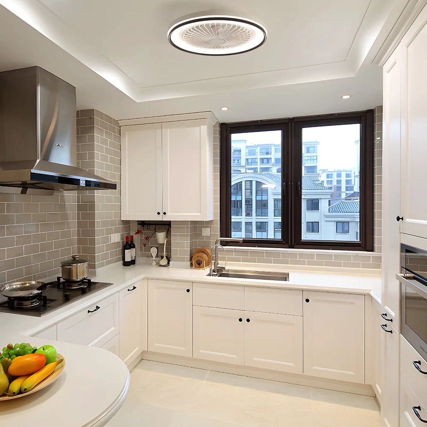 RGB Dimmable LED Enclosed Ceiling Fan with Remote