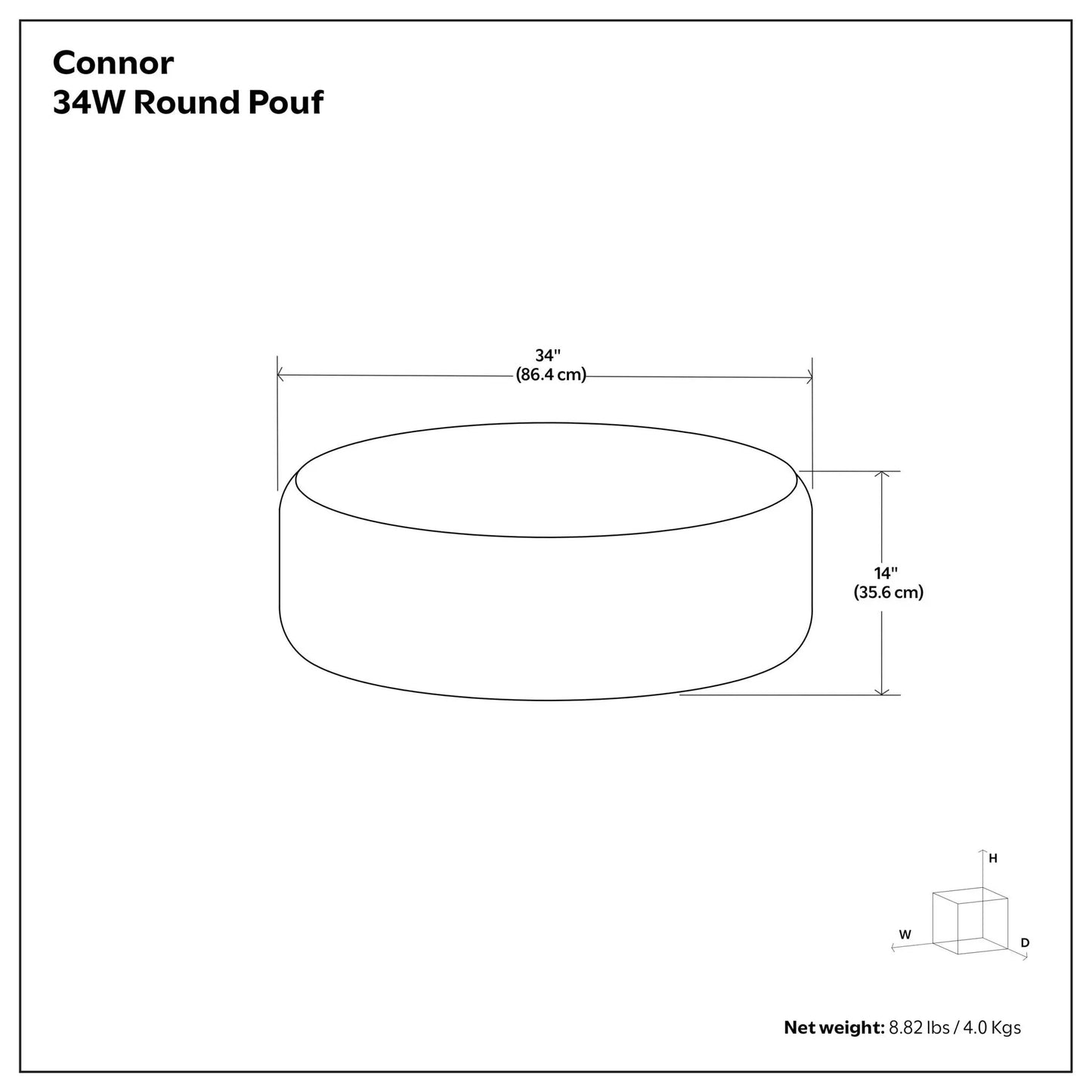 Connor Handcrafted Round Pouf, 34-inch diameter accent pouf by Unique Piece Furniture on Tampa Home & Garden Store