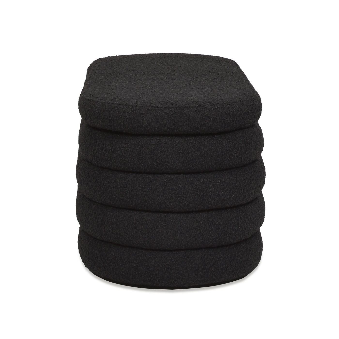 Fuji Upholstered Oval Storage Bench by HouseOfZazla, black textured fabric ottoman stack on Tampa Home & Garden Store