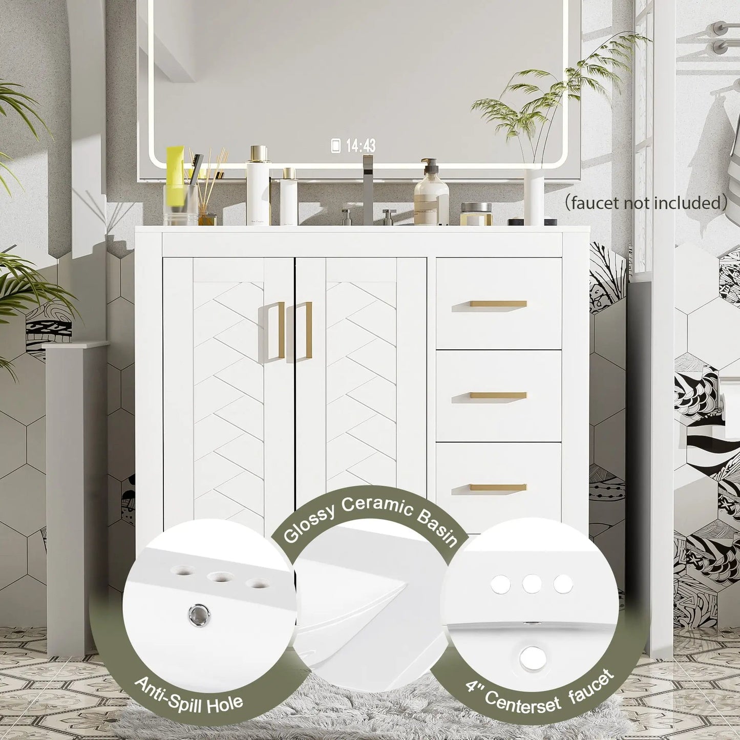 Bathroom Vanity With Sink and Storage Cabinet