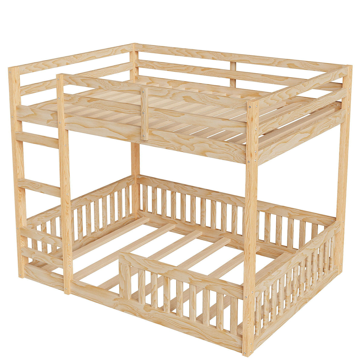 Stylish bunk bed with ladder and guardrails in natural pine wood by HouseOfZazla on Tampa Home & Garden Store