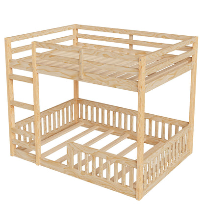 Stylish bunk bed with ladder and guardrails in natural pine wood by HouseOfZazla on Tampa Home & Garden Store