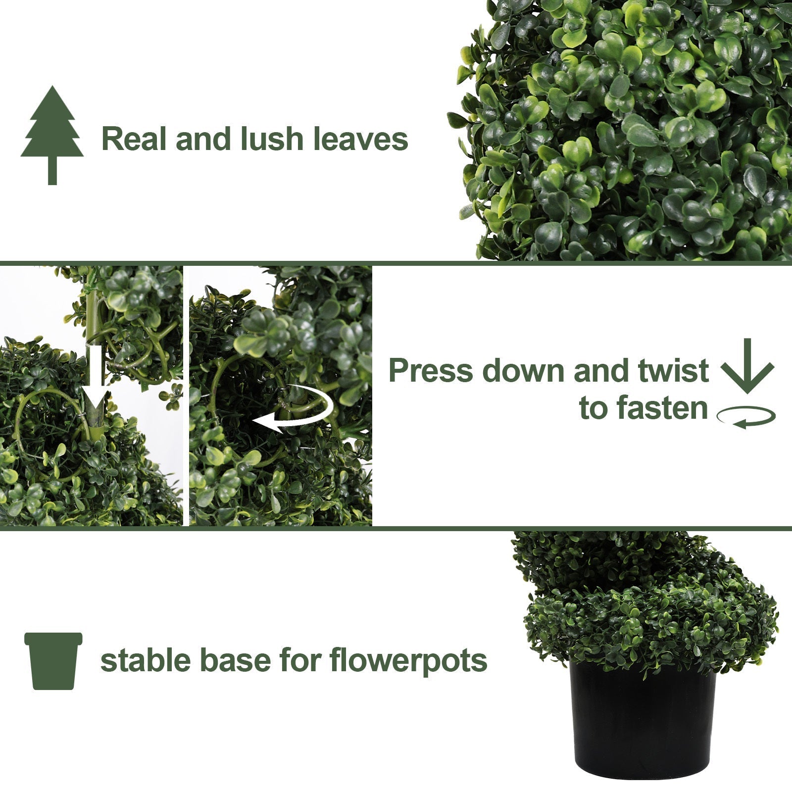 Faux plant greenery display with dense green leaves in a black planter HouseOfZazla faux plants on Tampa Home & Garden Store