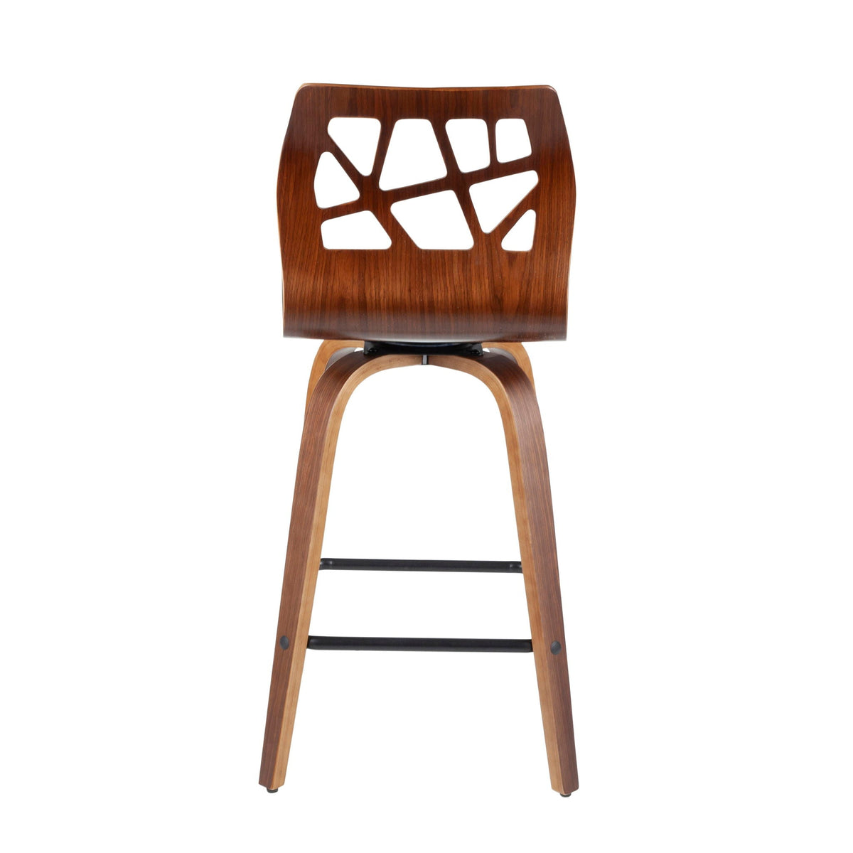 HouseOfZazla Mid-Century Modern Counter Stool Set with Swivel wood back cutouts and curved legs on Tampa Home & Garden Store