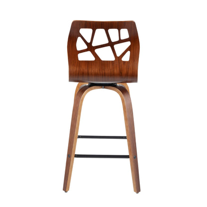 HouseOfZazla Mid-Century Modern Counter Stool Set with Swivel wood back cutouts and curved legs on Tampa Home & Garden Store