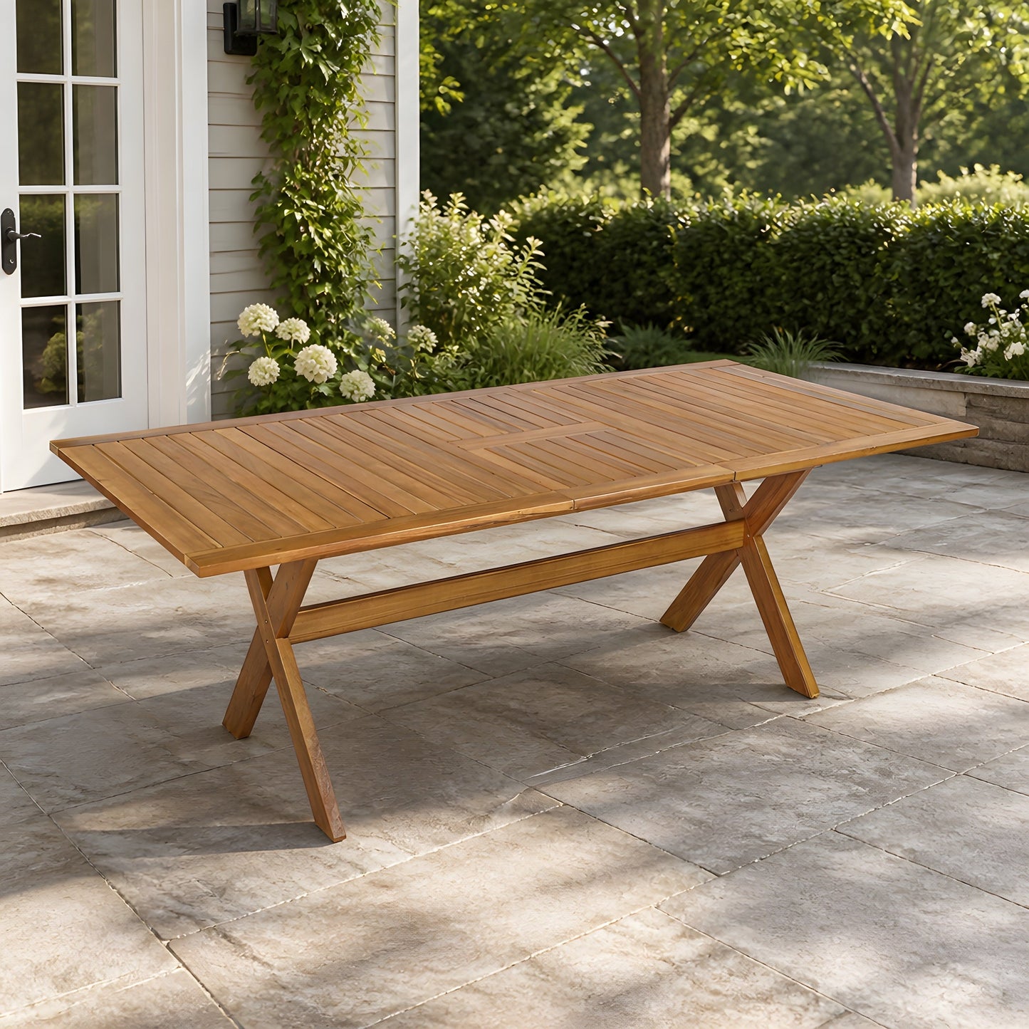 The Adjustable Acacia Wood Outdoor Dining Table
