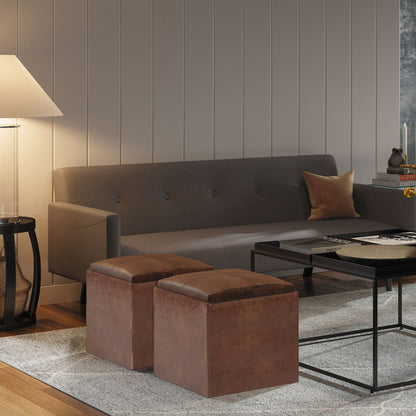 Rockwood Upholstered Cube Ottoman with Tray