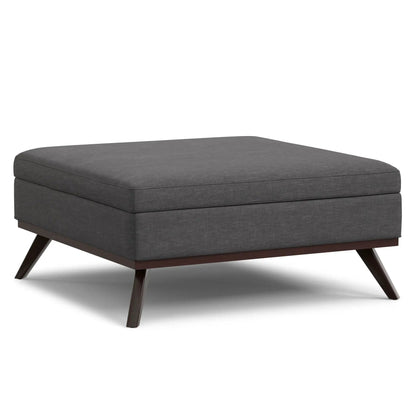 Owen multifunction square coffee table storage ottoman gray fabric with wood legs by Unique Piece on Tampa Home & Garden Store