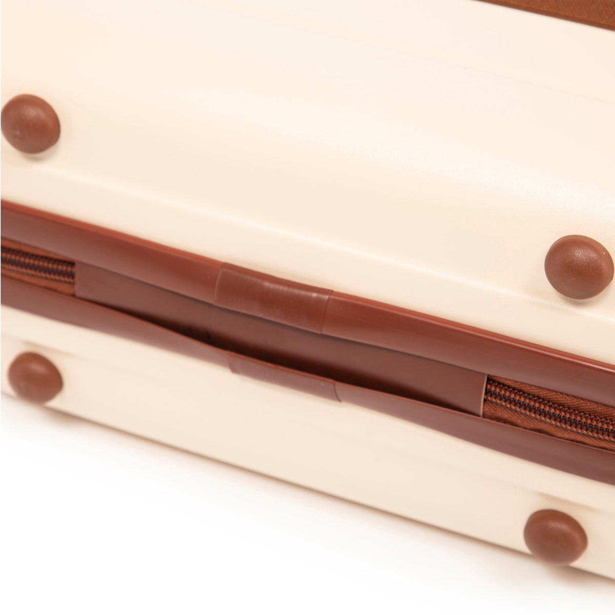 2-piece beige ABS spinner wheel luggage set by HouseOfZazla with brown trim on Tampa Home & Garden Store
