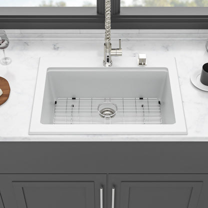 Drop In White Quartz Sink and Composite Basin