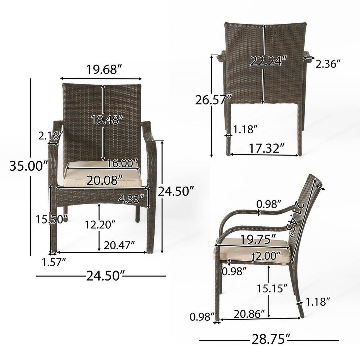 6 Piece Outdoor Acacia Wood Dining Set and Chairs
