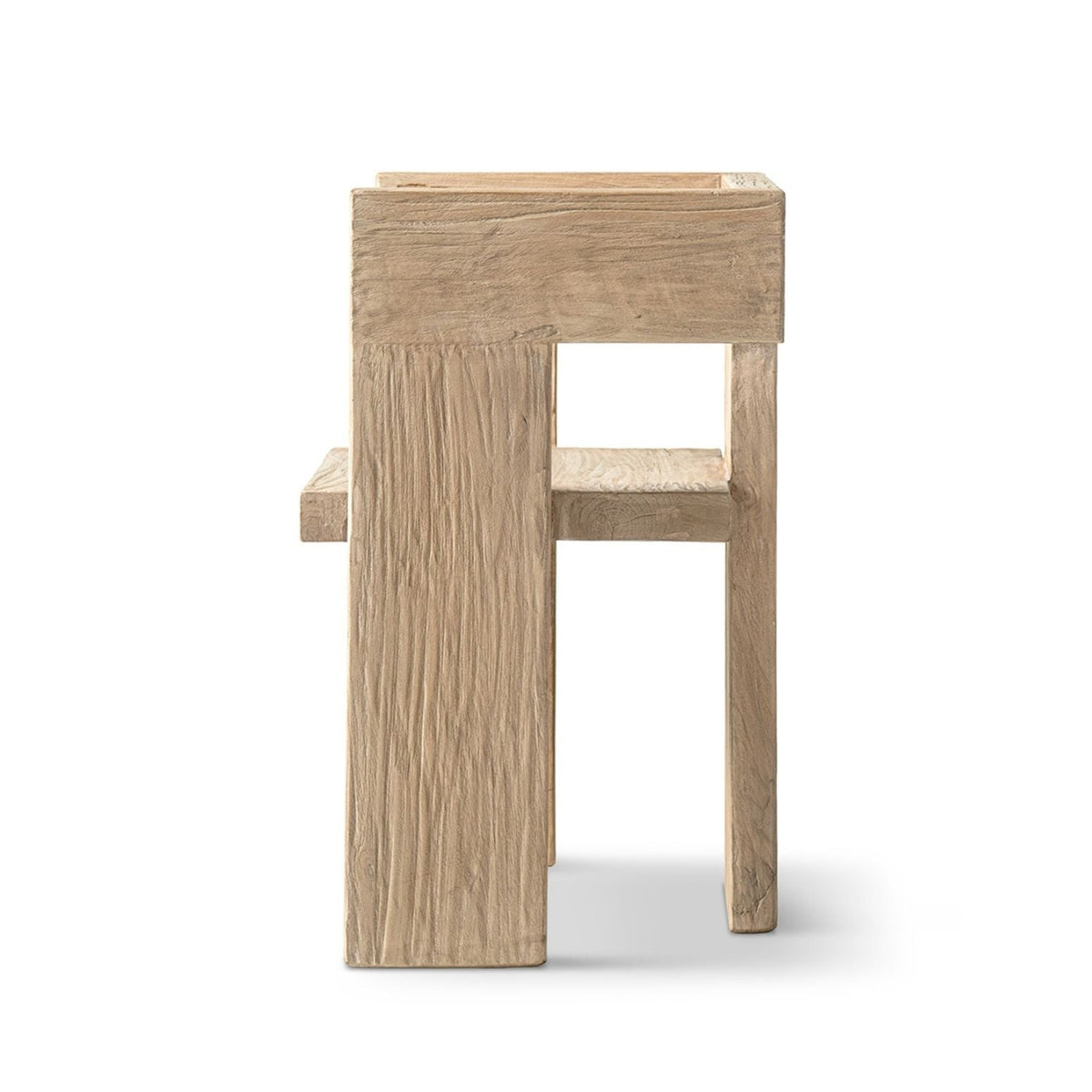 Sculptural block arm chair in reclaimed elm brown with chunky square legs HouseOfZazla on Tampa Home & Garden Store
