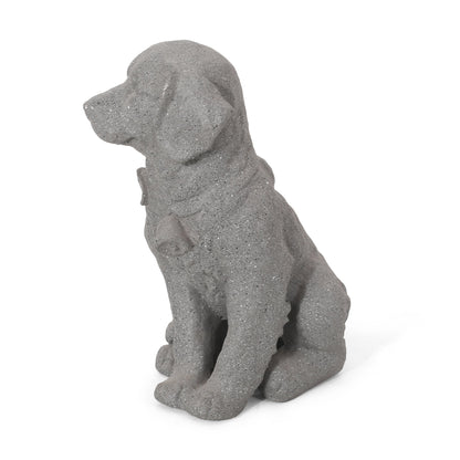A Gray Mgo Dog Statue in Outdoor Garden Decor