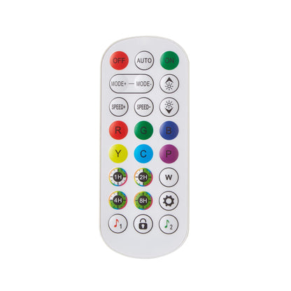 LED bed remote with multicolor circular color buttons, mode/timer icons, white body on Tampa Home & Garden Store
