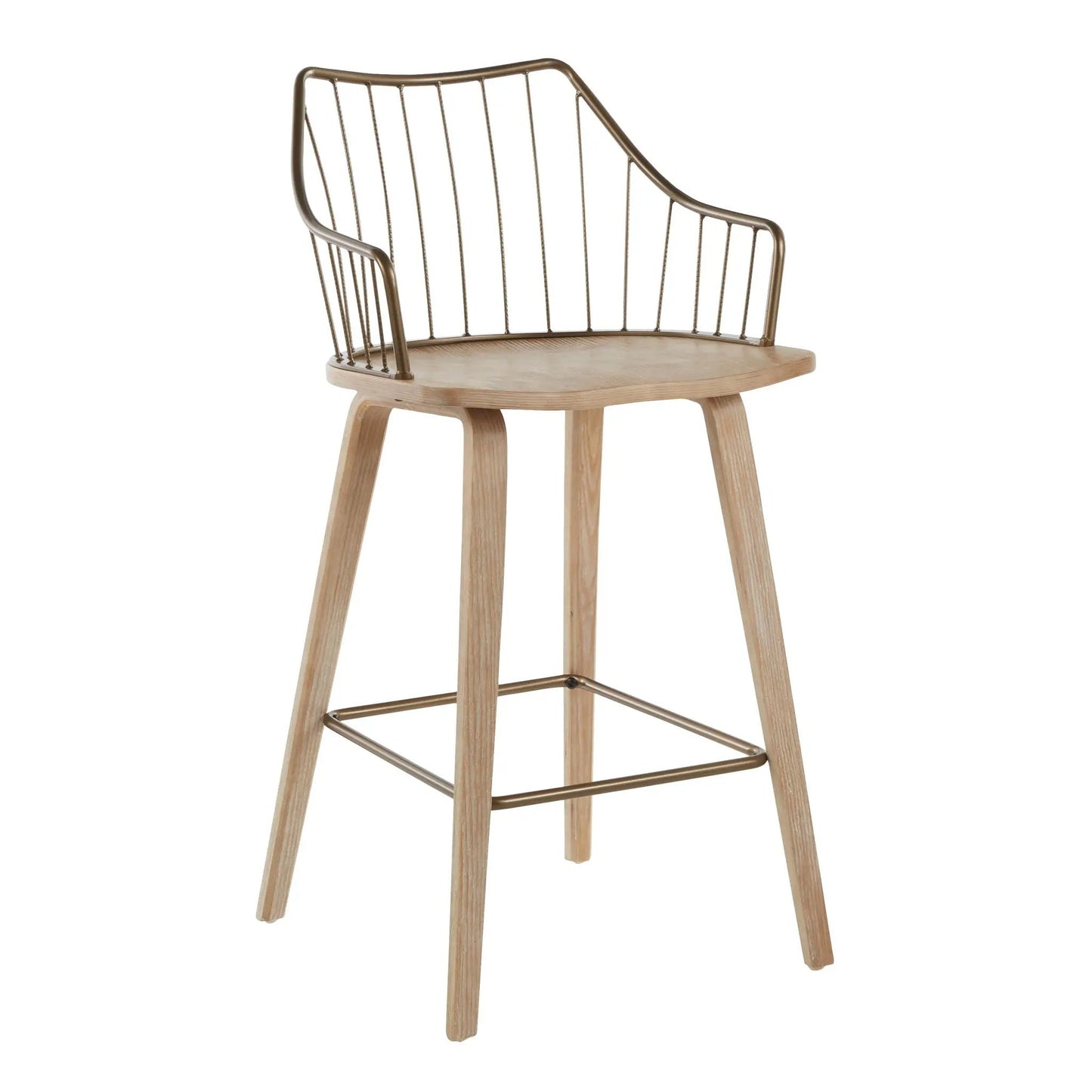 Winston Farmhouse Counter Stool with wood seat and bronze back by Unique Piece Furniture on Tampa Home & Garden Store