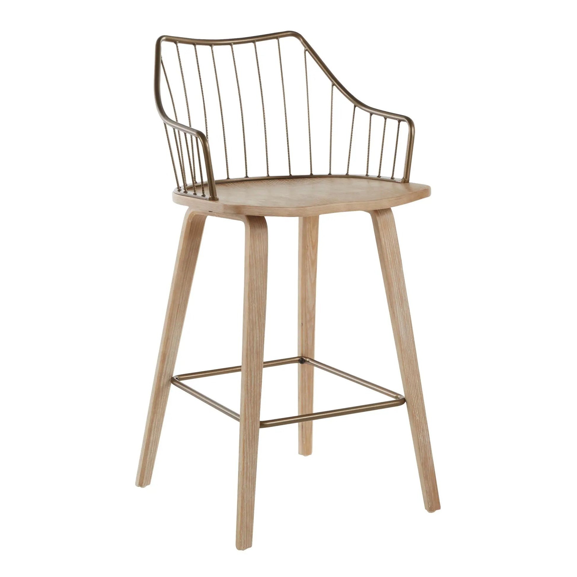 Winston Farmhouse Counter Stool with wood seat and bronze back by Unique Piece Furniture on Tampa Home & Garden Store