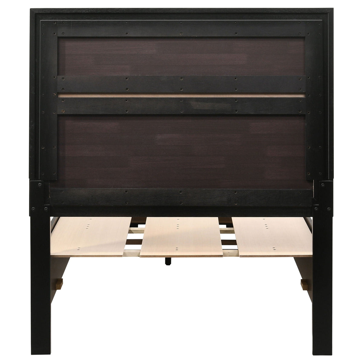 Urbana storage panel bed by HouseOfZazla in black metal with light wood slats on Tampa Home & Garden Store