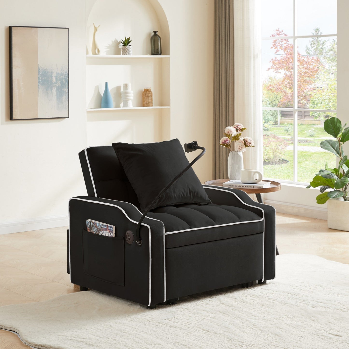 Modern 3 in 1 Convertible Sofa and Chair Bed Set