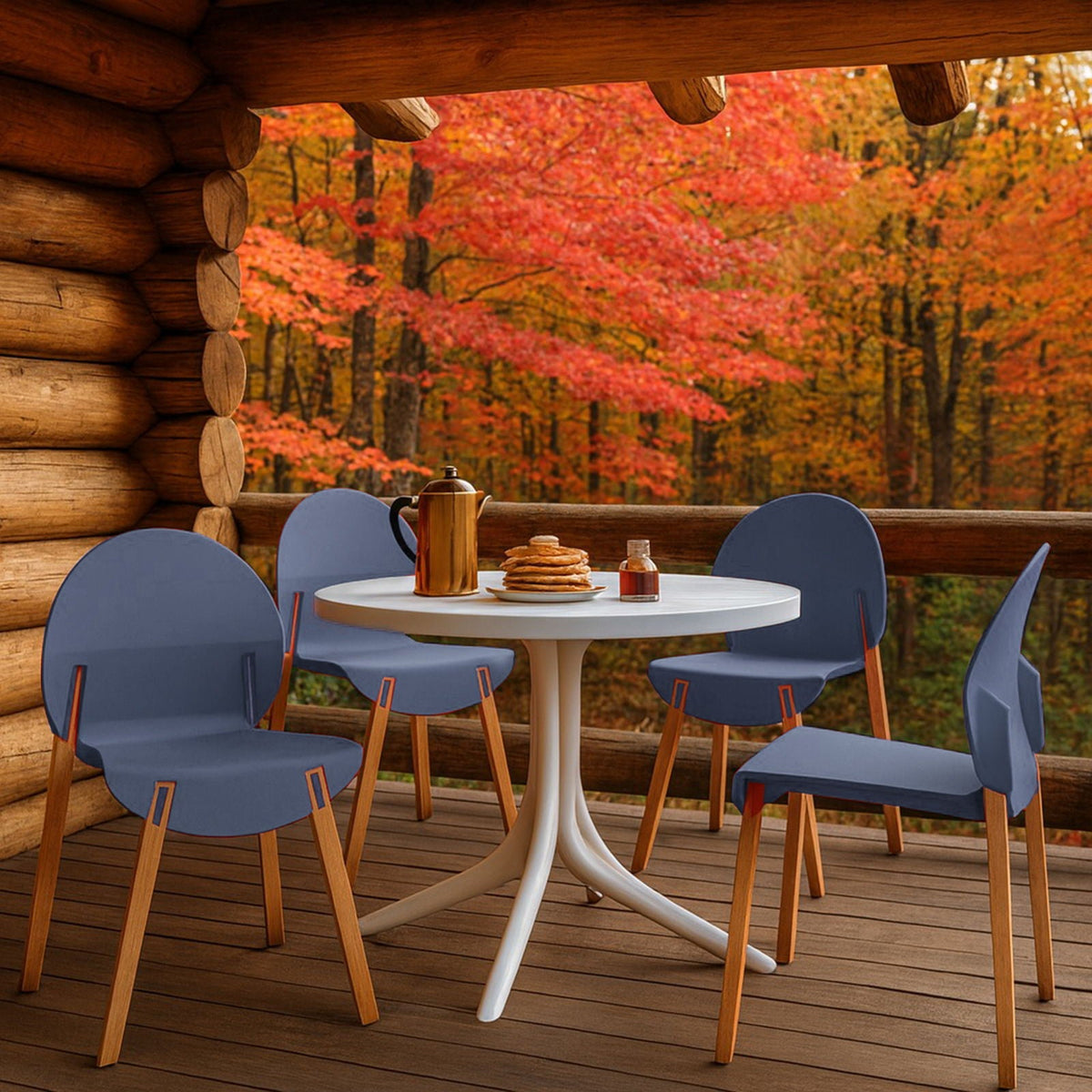 4 Piece Outdoor Chair Set with Round Table
