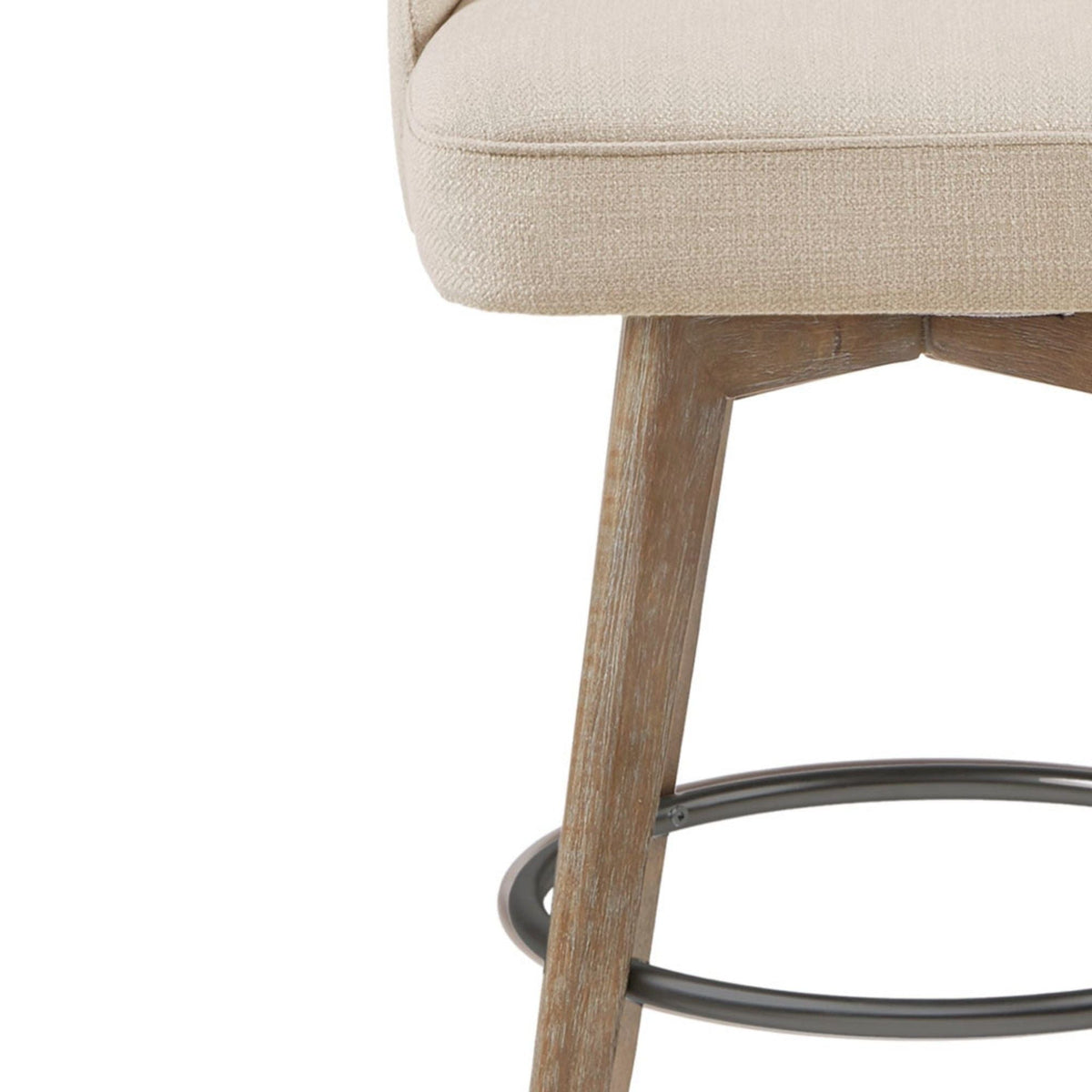 Counter Stool with Swivel Seat and wood legs in beige upholstery by HouseOfZazla footrest on Tampa Home & Garden Store